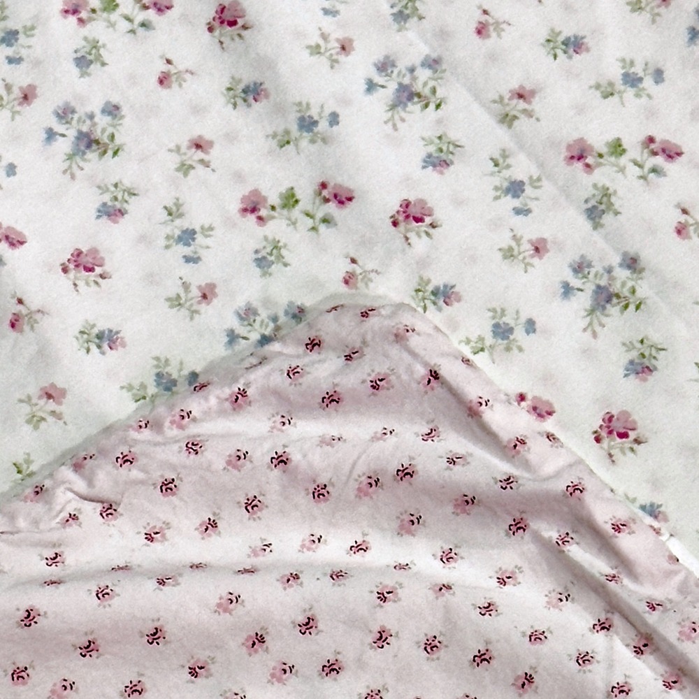 VtgTwin Reversible Duvet Cover Shabby Chic Cottage Floral Cotton Pink Romantic